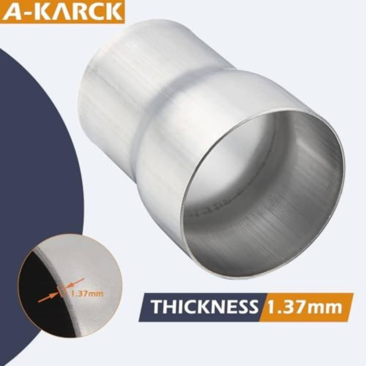 Stainless exhaust reducer connector with thick-walled construction, large to small opening