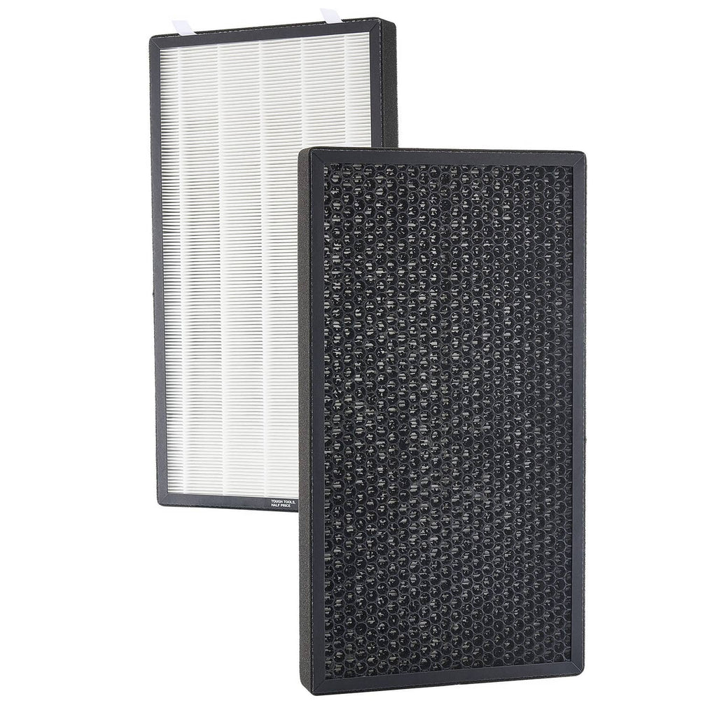 Dual-layer air filter panels: black carbon-style and white pleated panel