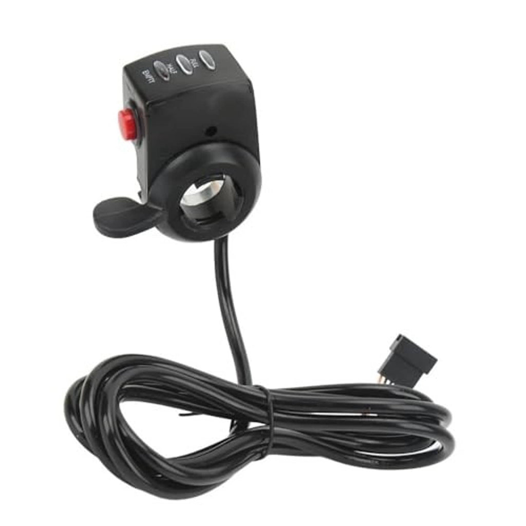 E-bike thumb speed controller on handlebar-style mount with bundled black cable