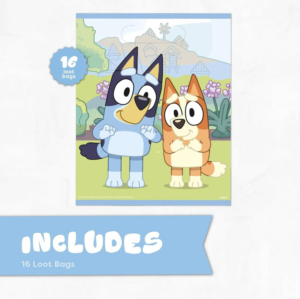Bluey loot bag with Bluey and friends characters, 16 bags