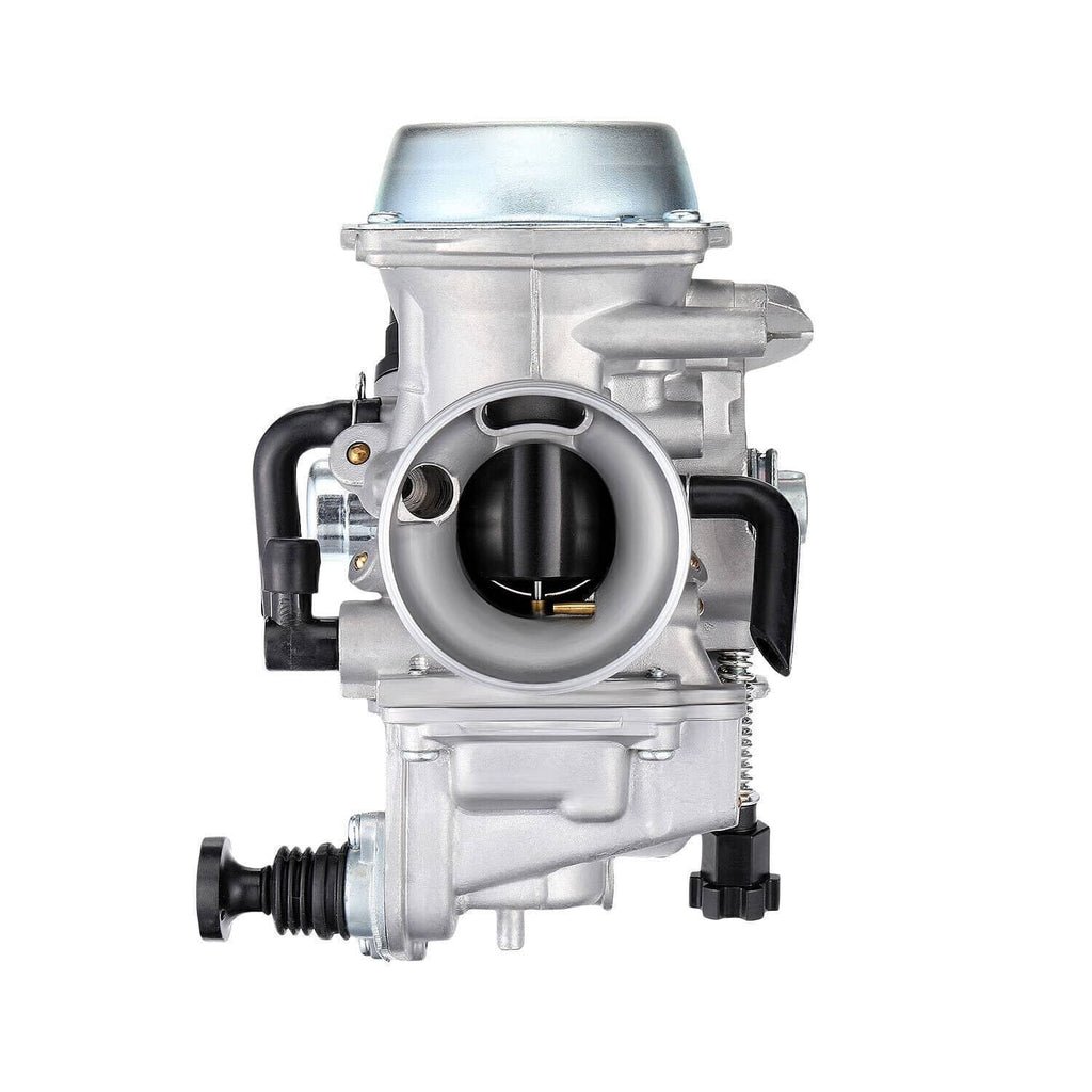 Carburetor with large circular inlet and black side hoses