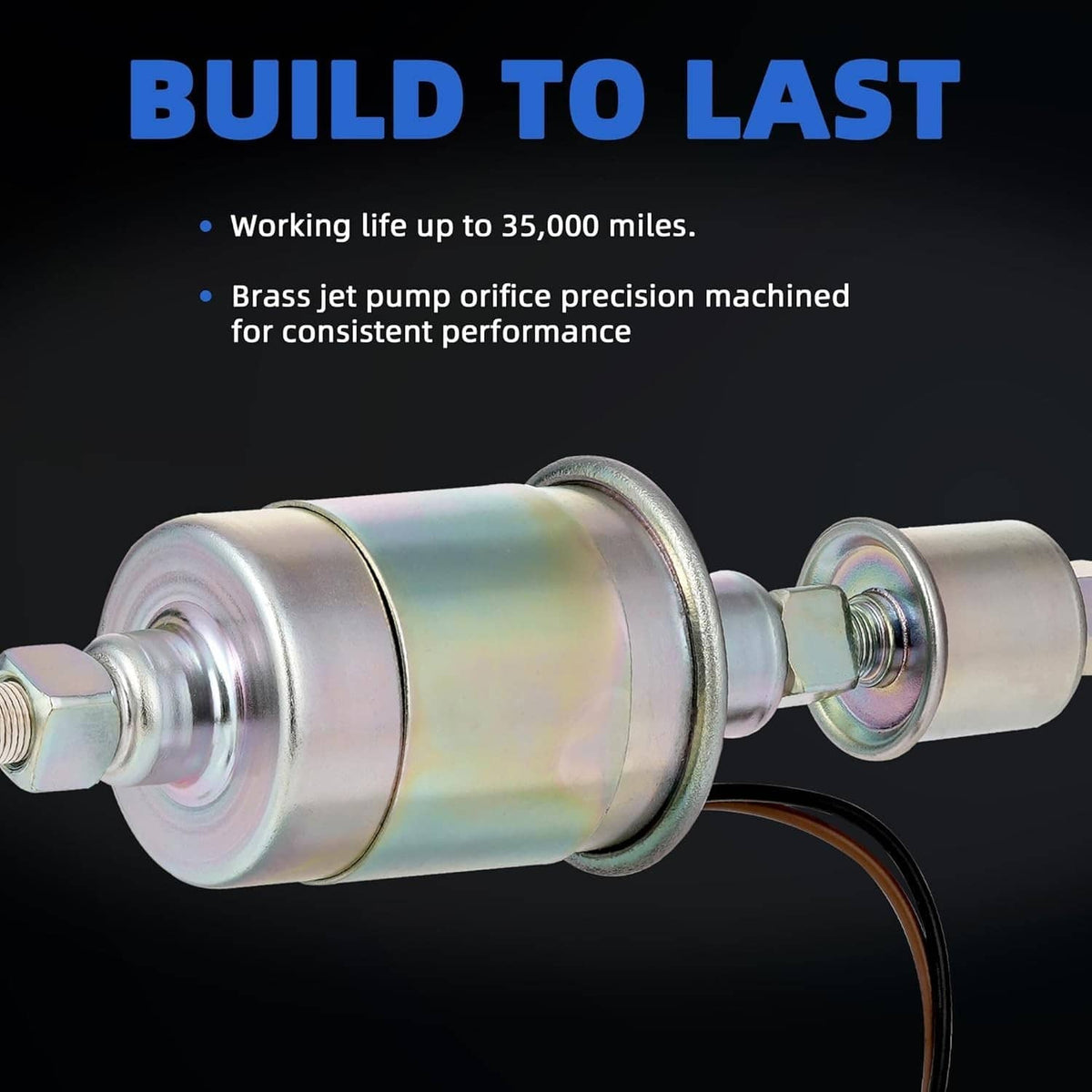 Electric fuel pump with metal canister housing and side inlet/outlet ports