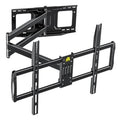 Black full-motion TV wall mount with long arms and wall bracket kit
