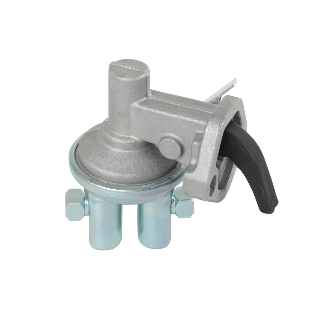Fuel lift transfer pump with black hose-style lever, metal base, and two outlet tubes