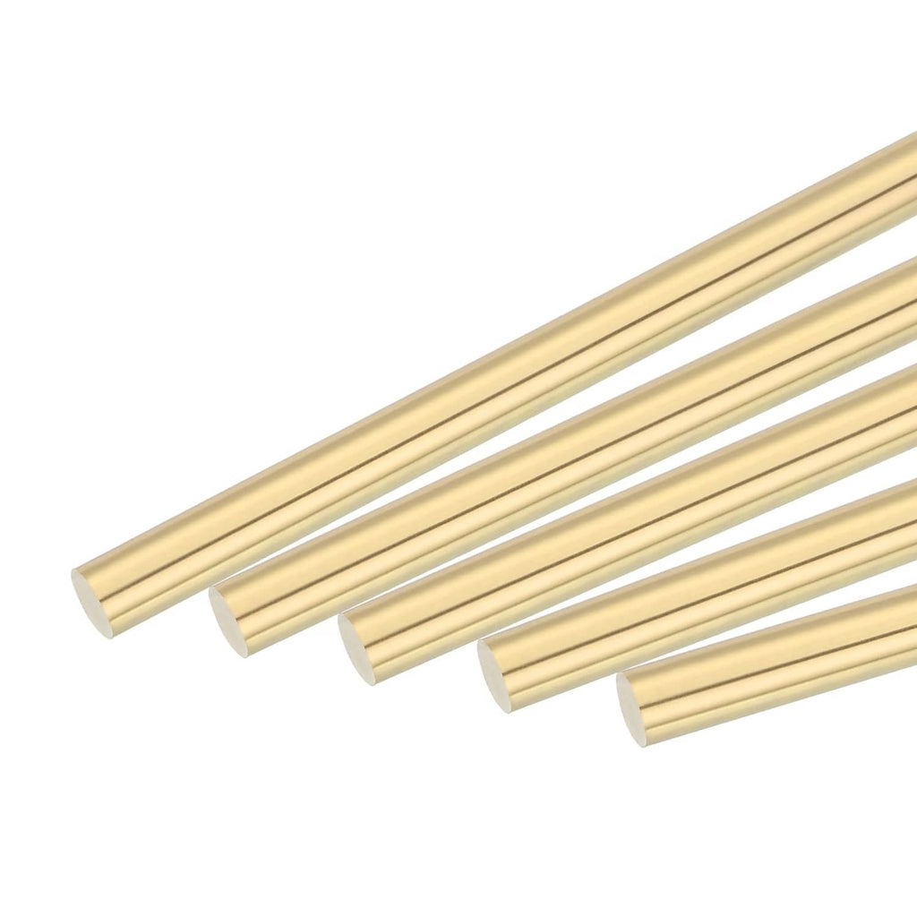 Brass solid round rod stock, 4mm diameter, 305mm long (5-pack)