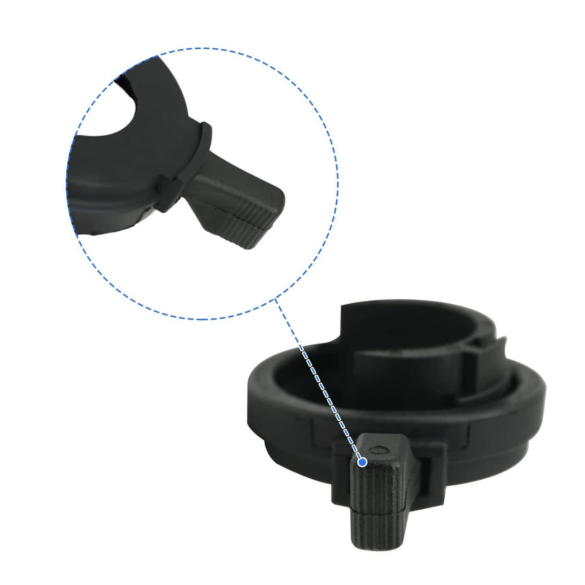 Black choke lever and cover, close-up of molded plastic