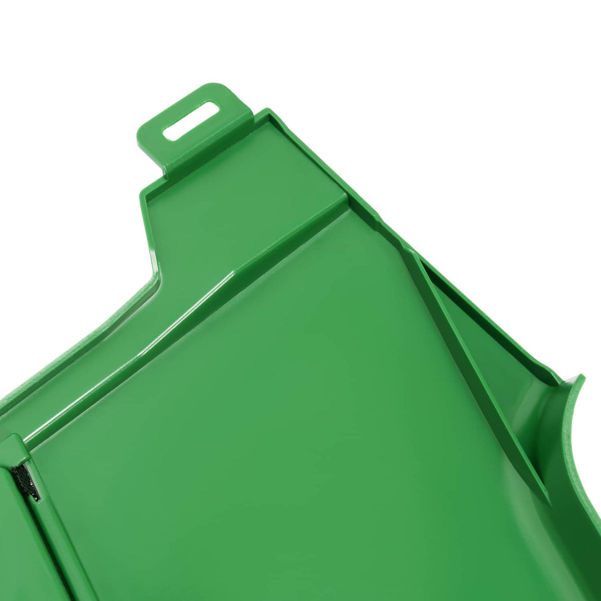 Green side panel screen housing with vented edge and mounting slot