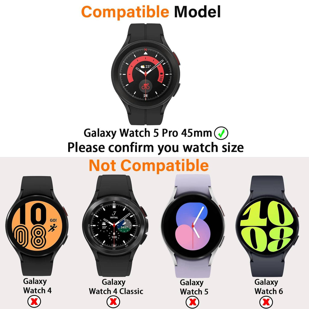 Silver watch case for Galaxy Watch 5 Pro 45mm with secure side cutouts
