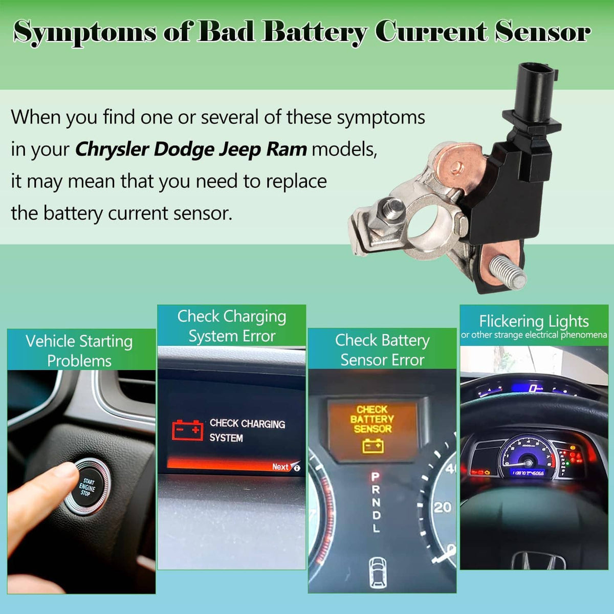 Battery current sensor with copper contact plate and black two-pin connector