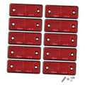 Set of 10 red rectangular screw-on reflectors with two mounting holes each.