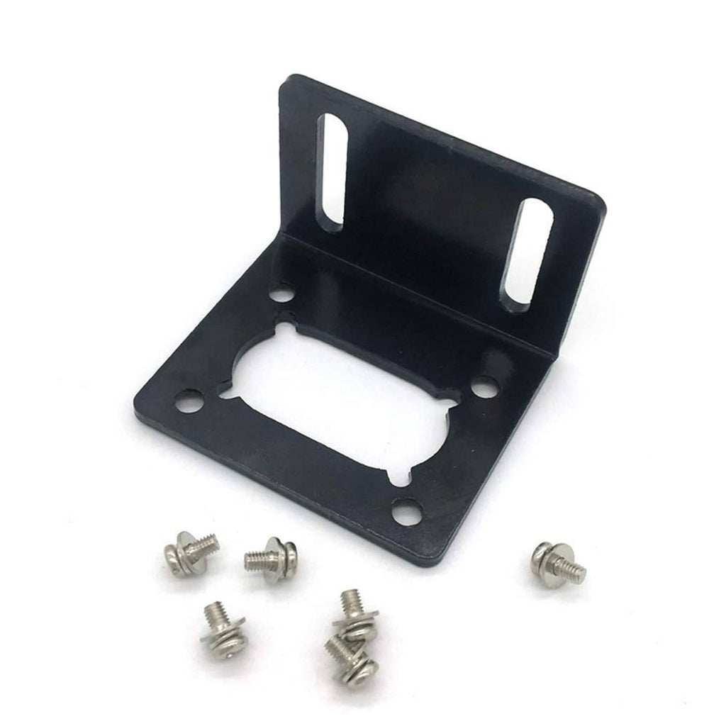 Black single-side mounting bracket with screw holes and U-shaped cutout