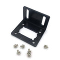 Black single-side mounting bracket with screw holes and U-shaped cutout