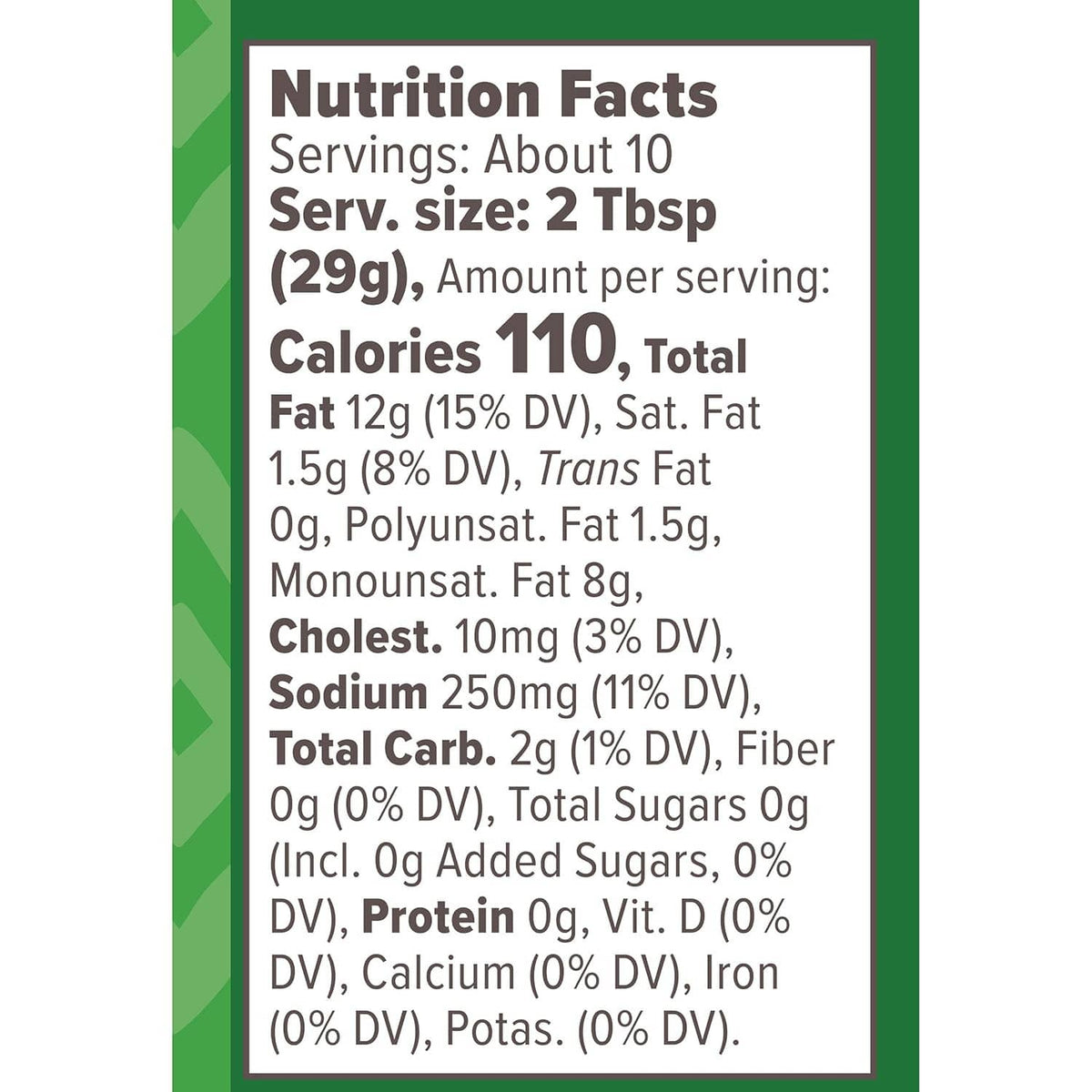 Primal Kitchen dipping sauce nutrition facts panel