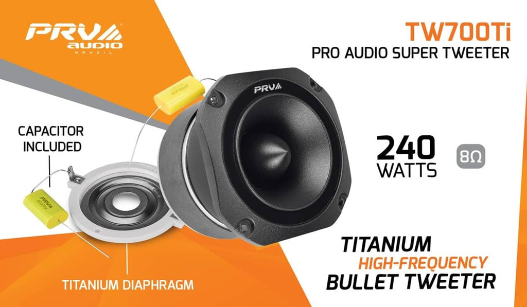 PRV Audio bullet tweeter with titanium diaphragm and included capacitor