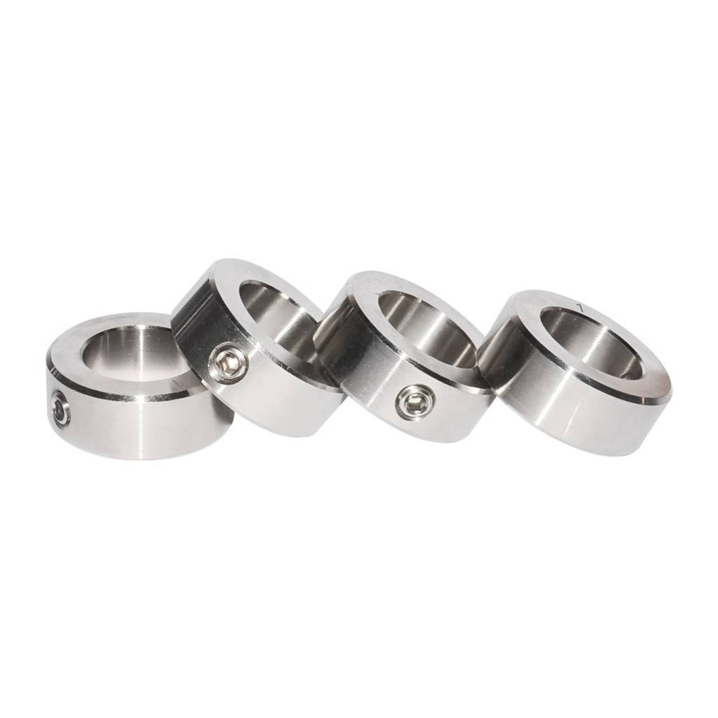 4-piece stainless steel shaft collar set with side set screws and wide center bands