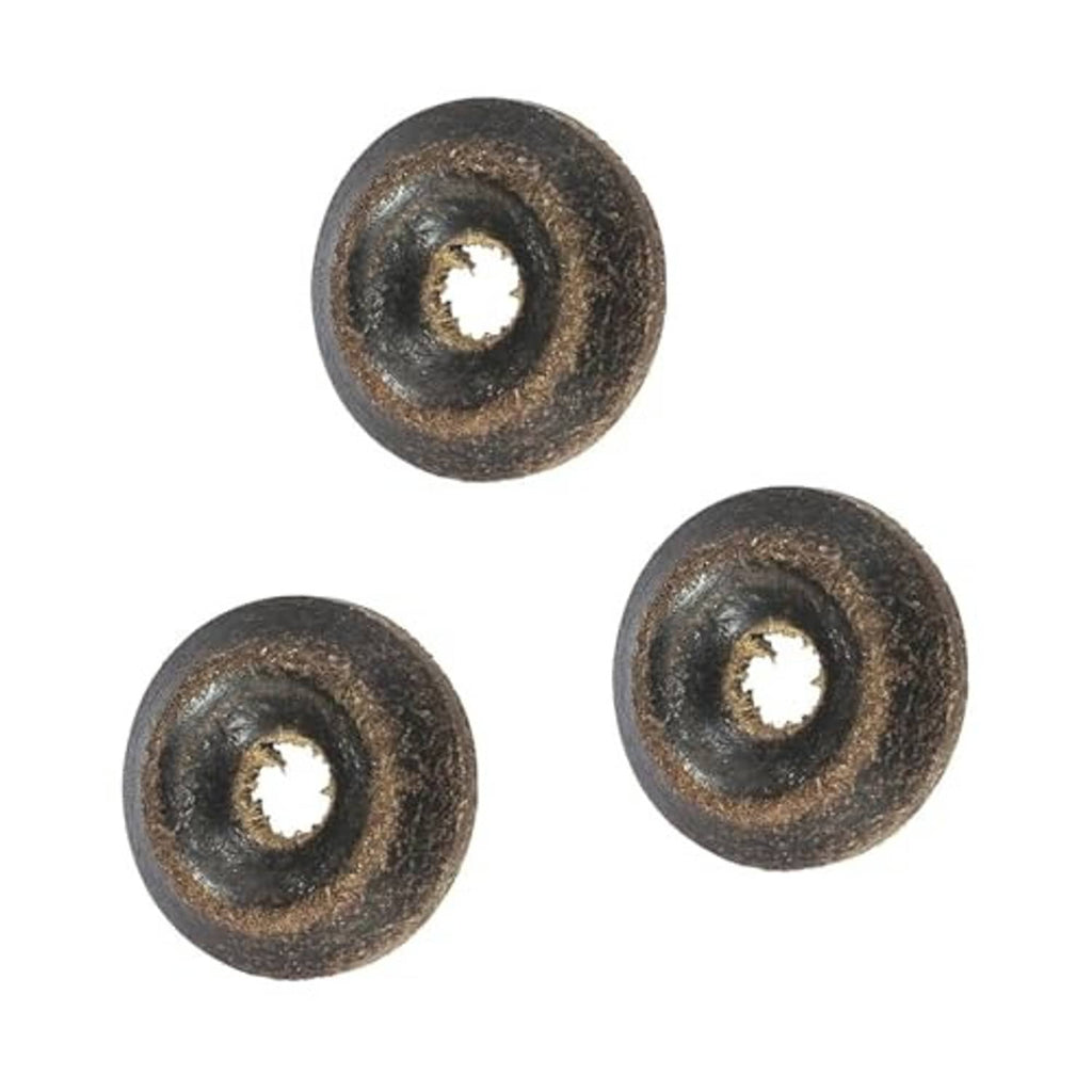Floor jack seals kit: three dark rusty plugs with central holes