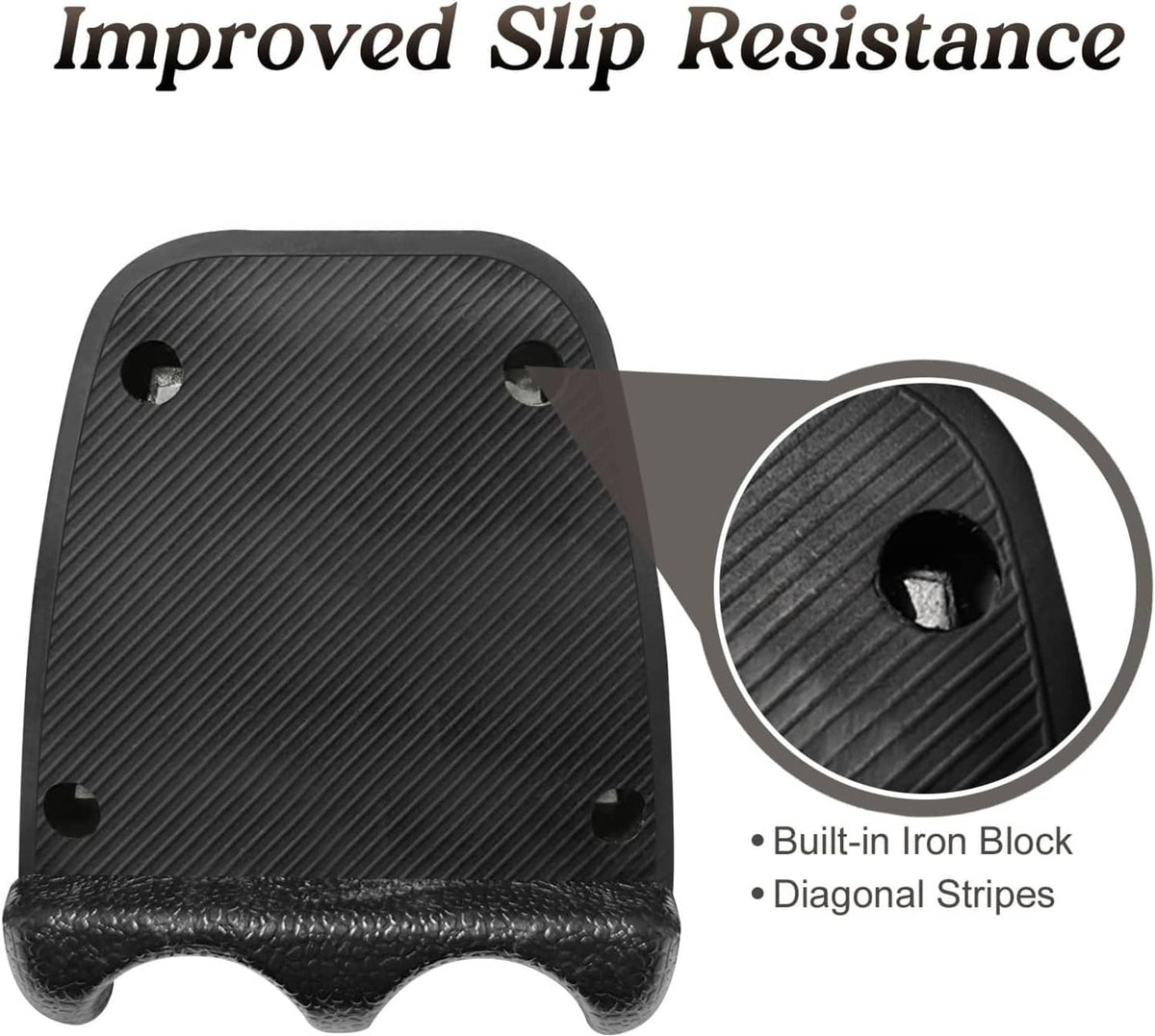 Black cue holder base with diagonal stripes and built-in iron block mounting holes