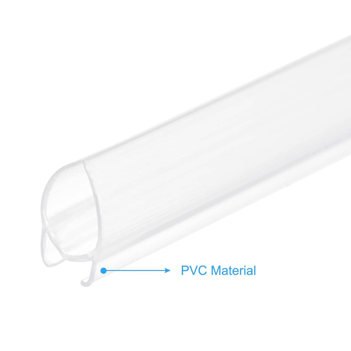 Clear cylindrical PVC poster hanger strip with end loop for clip attachment