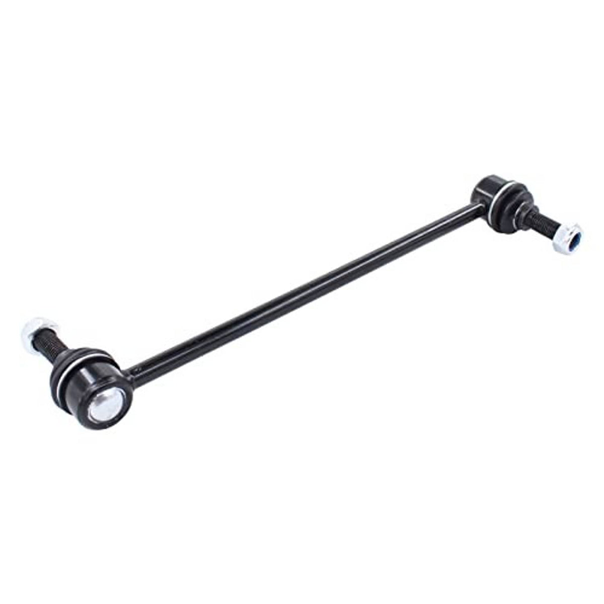 Front sway bar link with black rod, chrome bolts, and rubber bushings