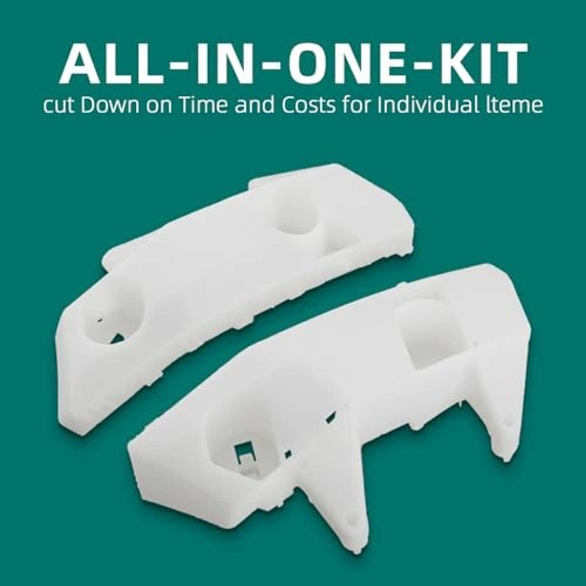 Infiniti front bumper outer bracket pair, white plastic clips with locator holes