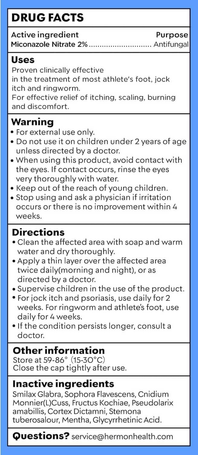 Hermon Jock Itch antifungal cream product label with drug facts panel