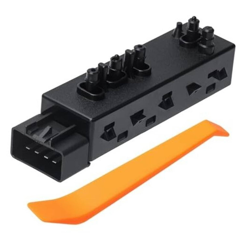 Black 8-way power seat adjustment switch with multi-button top and connector port