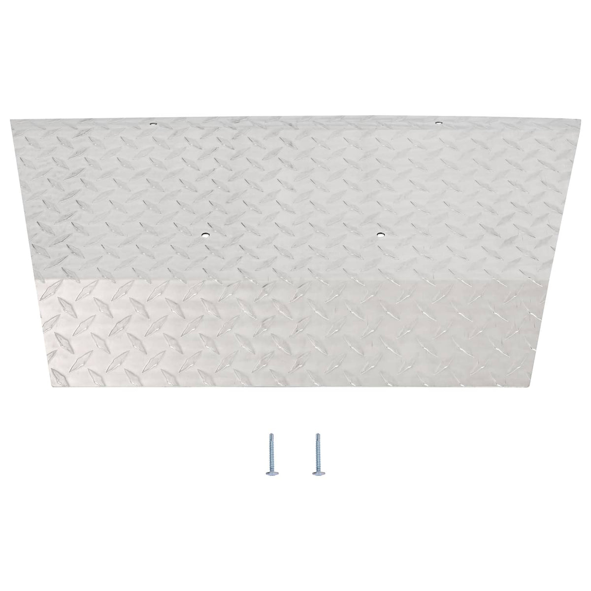 Aluminum diamond plate bumper cover panel, silver with diamond texture and two screw holes