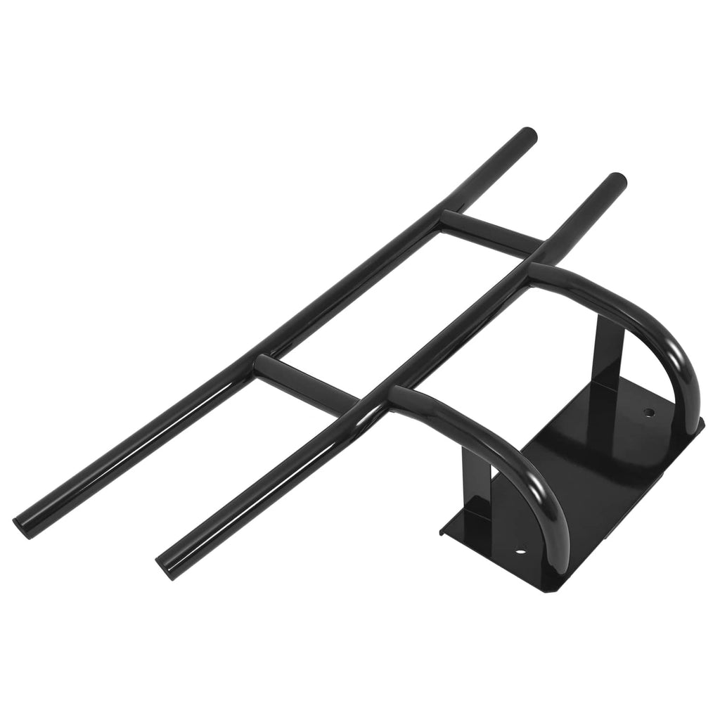Black golf cart bumper brush guard with tubular frame and curved corner brackets