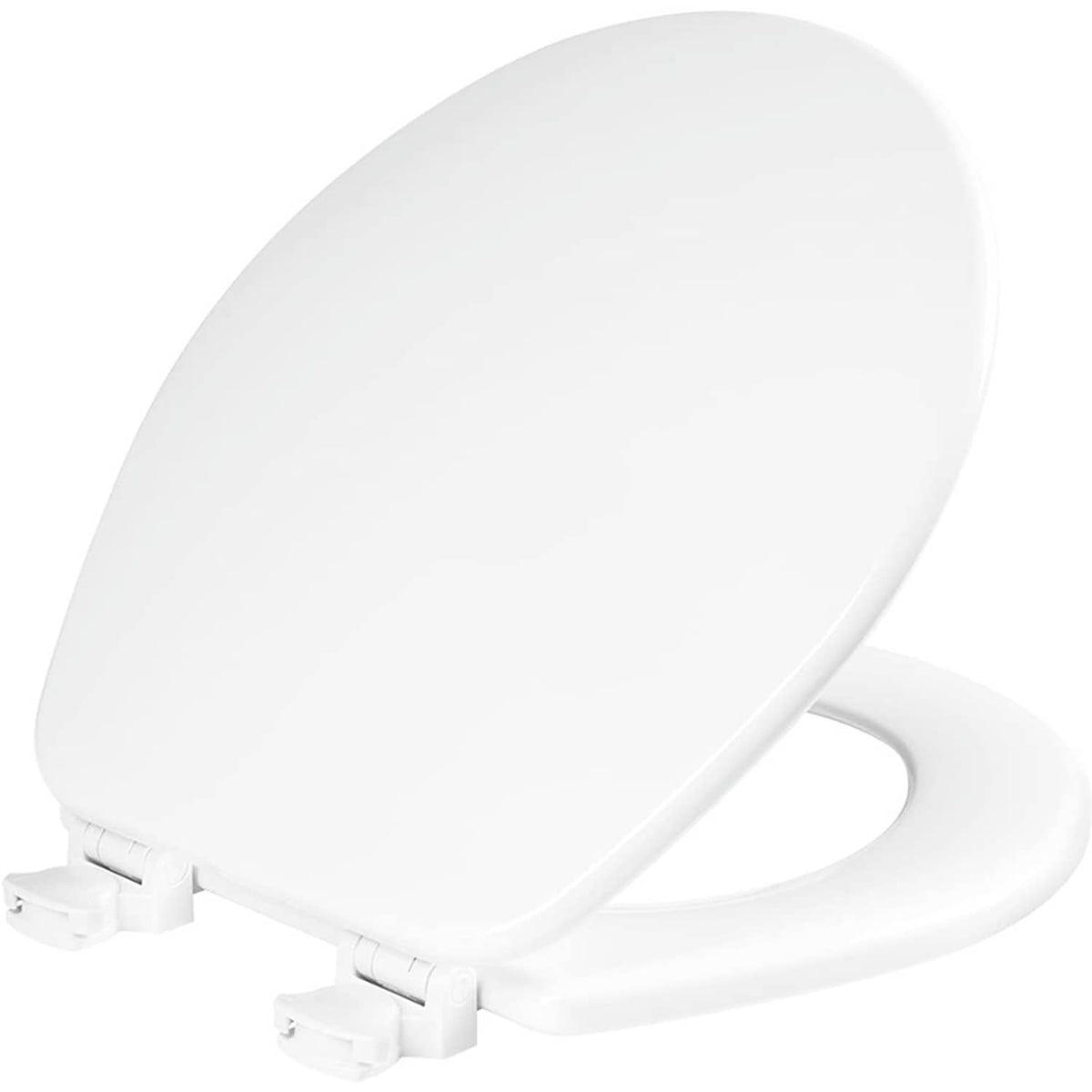 White round toilet seat lid and seat front profile with smooth enameled finish