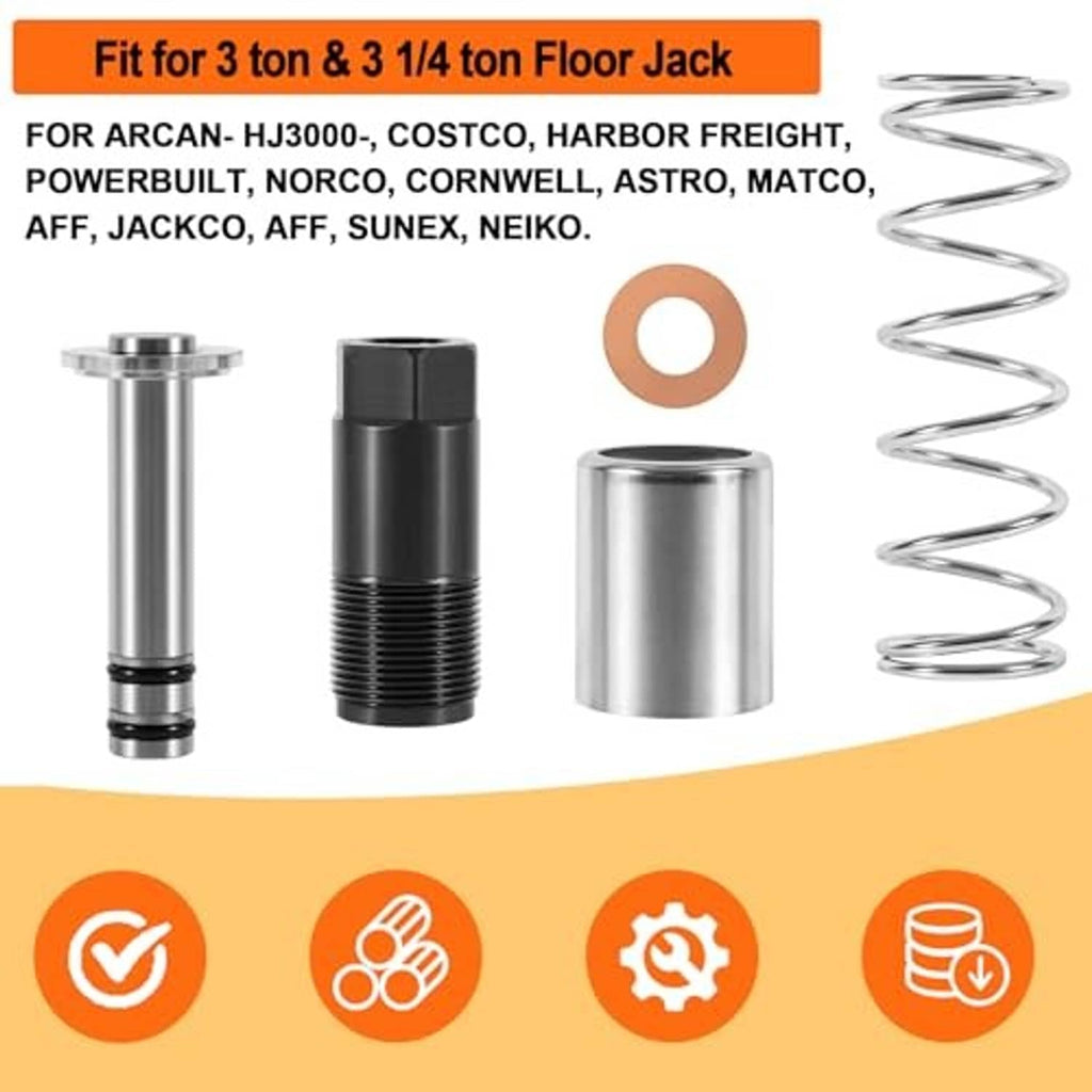 Floor jack pump plunger replacement parts set: spring coil, cylinder, piston, gasket