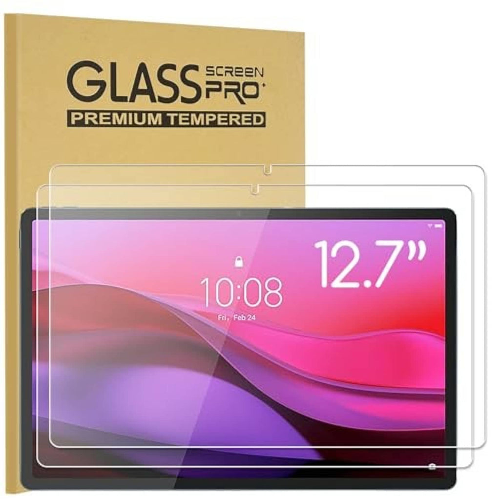 Tempered glass screen protector for 12.7-inch tablet screens, clear panel with corner tabs