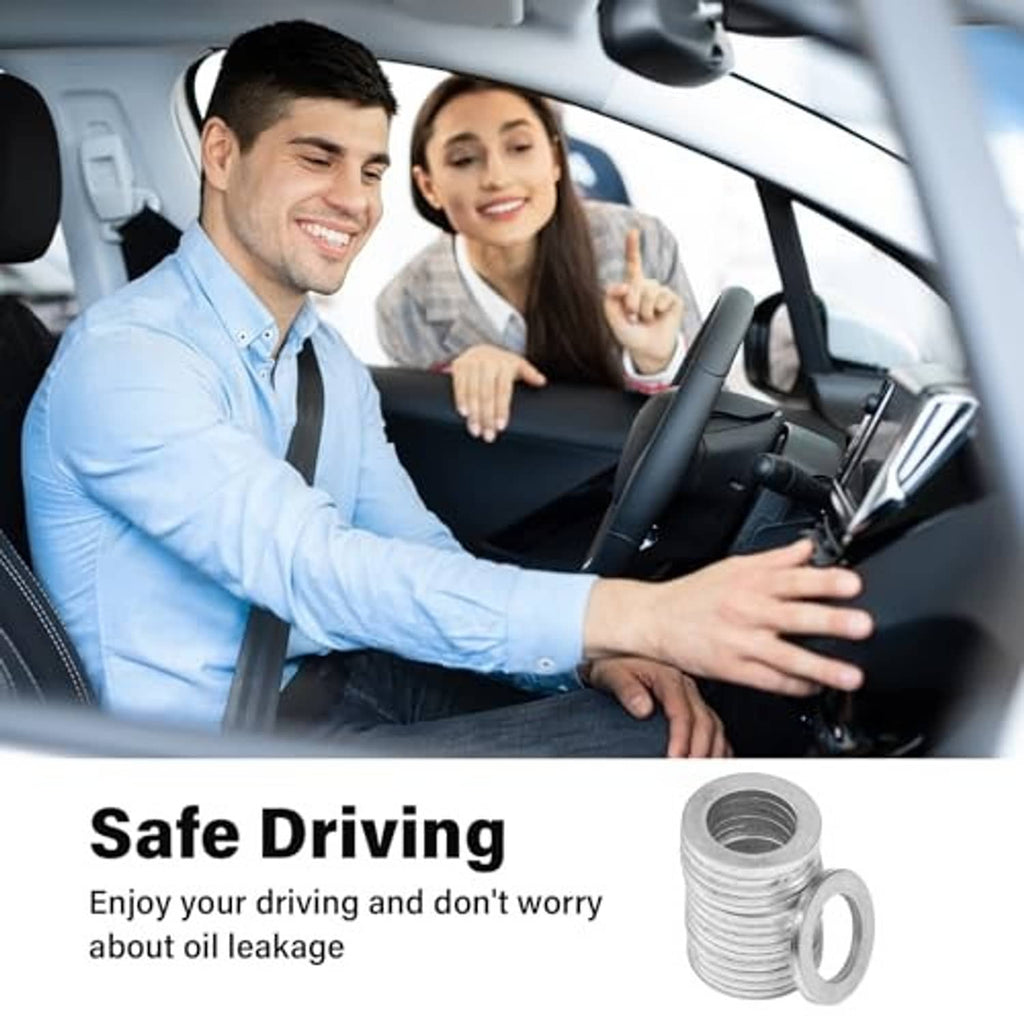 Aluminum oil drain plug crush washers, stacked round silver rings for vehicle use