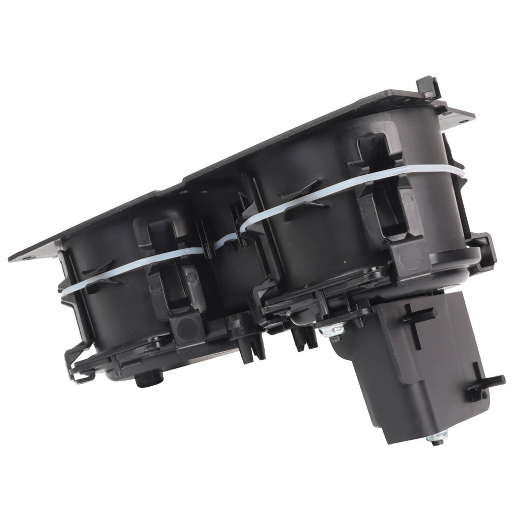 Black underside of dual cup holder assembly with molded structure and clips
