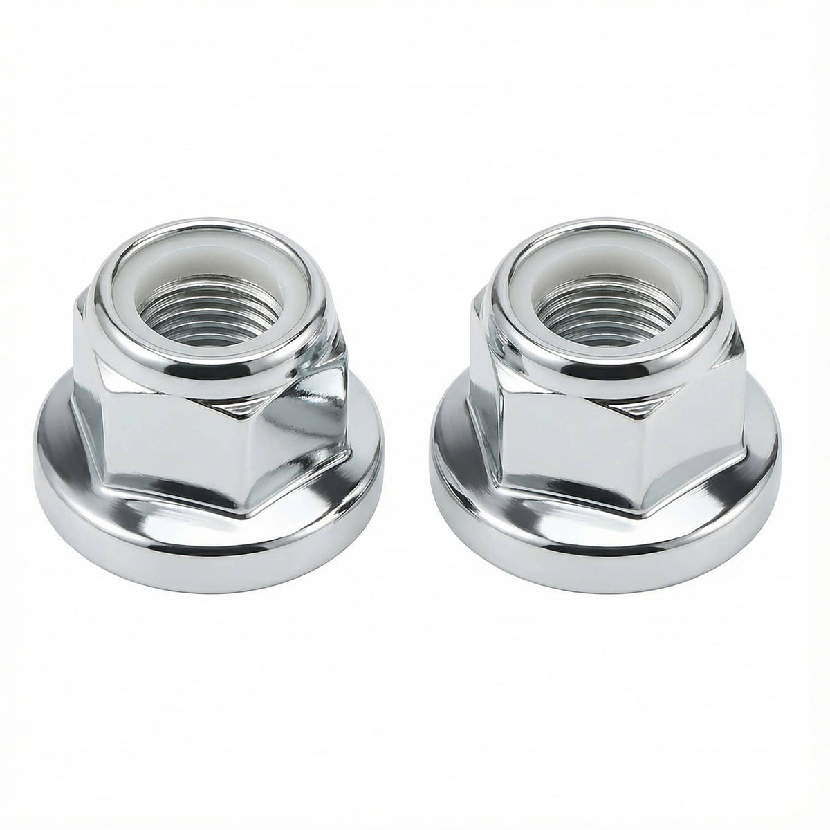 Metal threaded spindle collar kit with chrome finish, two hex socket collars