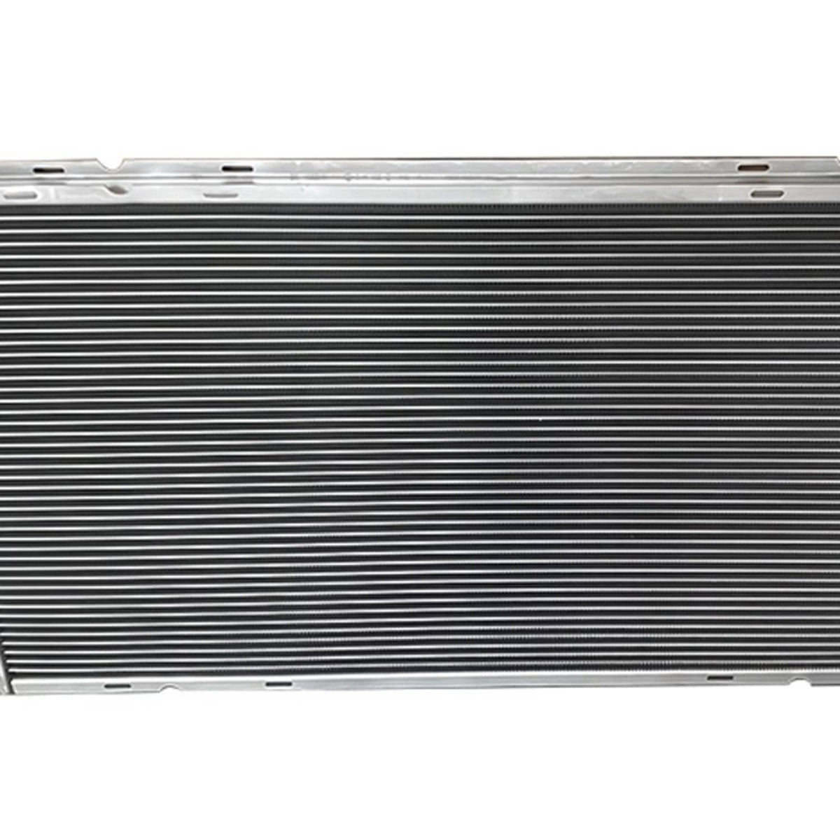 4-row aluminum radiator cooling core, close-up of horizontal tube fins