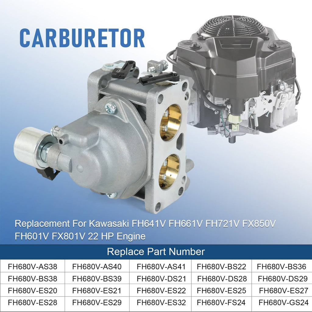 Carburetor with air intake and mounting flange, paired side view