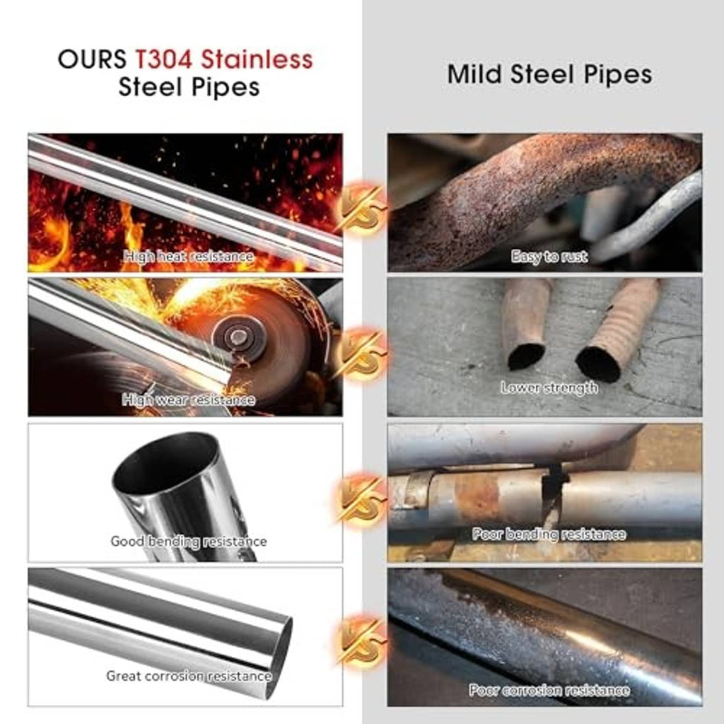 T304 stainless steel exhaust tubing, straight smooth pipe sections