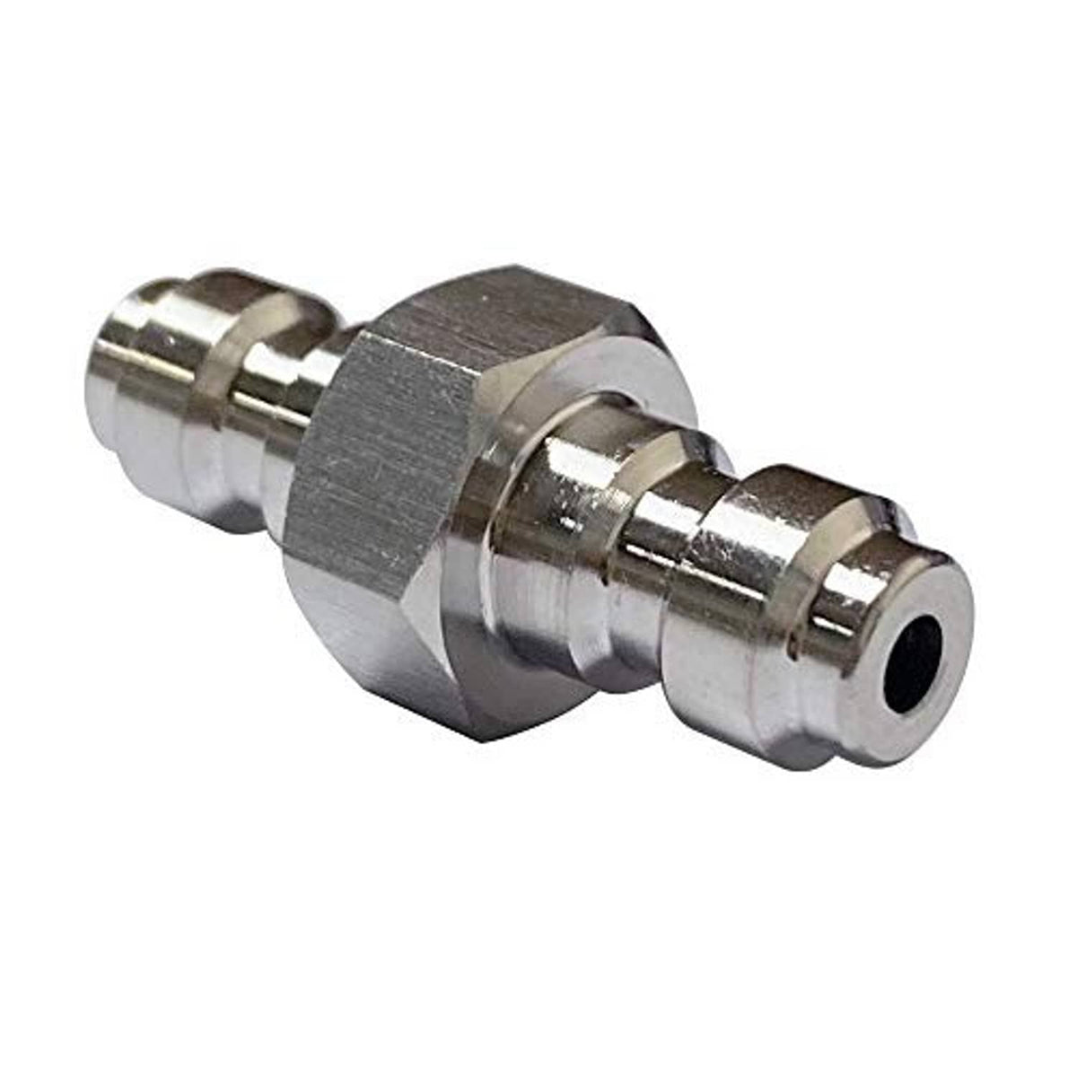 Stainless steel quick-disconnect coupling adapter with male fittings on both ends