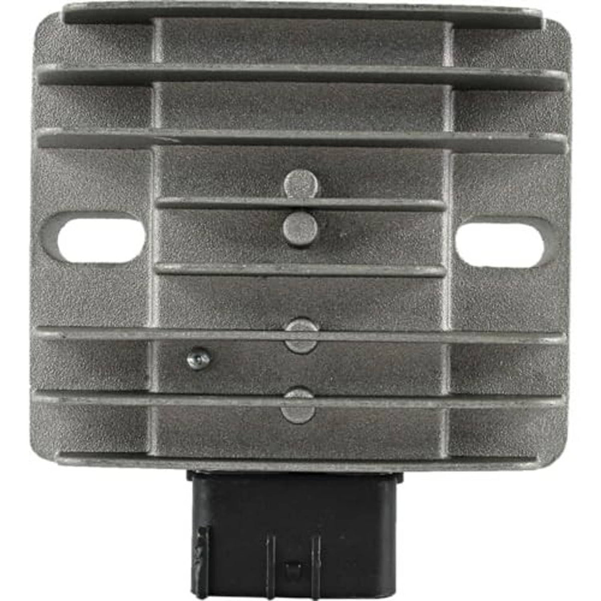 Voltage regulator rectifier heat-sink with mounting points and front wiring connector
