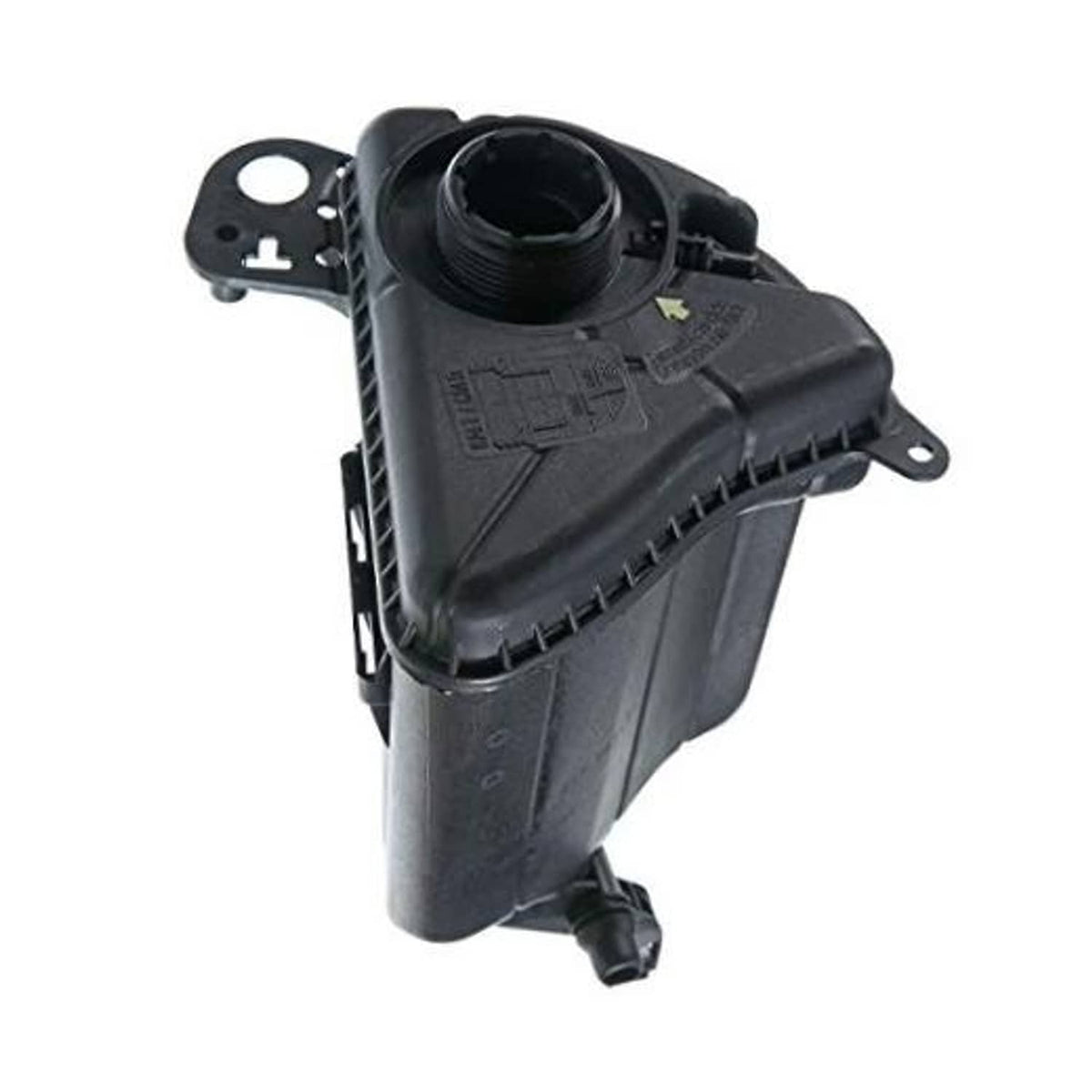 Engine coolant recovery overflow reservoir tank, black plastic, without pressurized cap