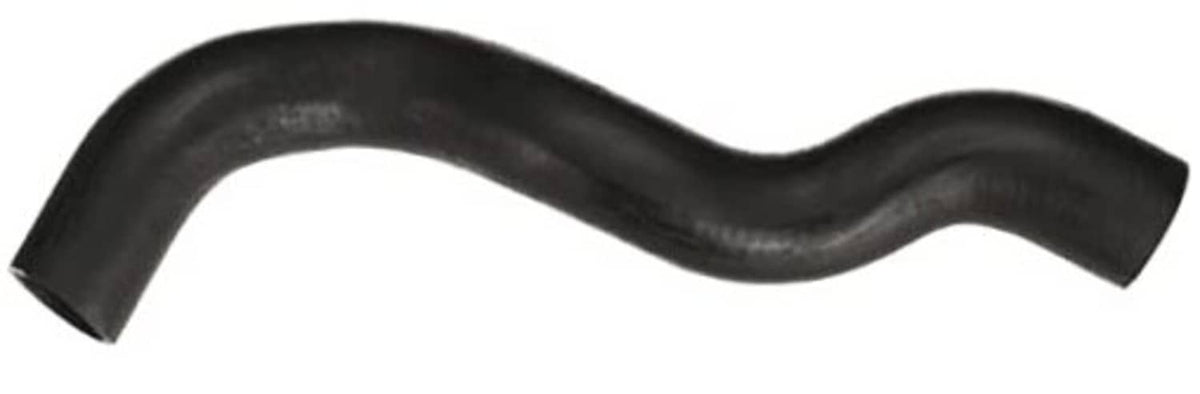 Black molded coolant hose with curved, wavy shape and angled ends