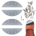 Metal shoe heel plate set of 4, embossed pattern and screw holes, plus screws