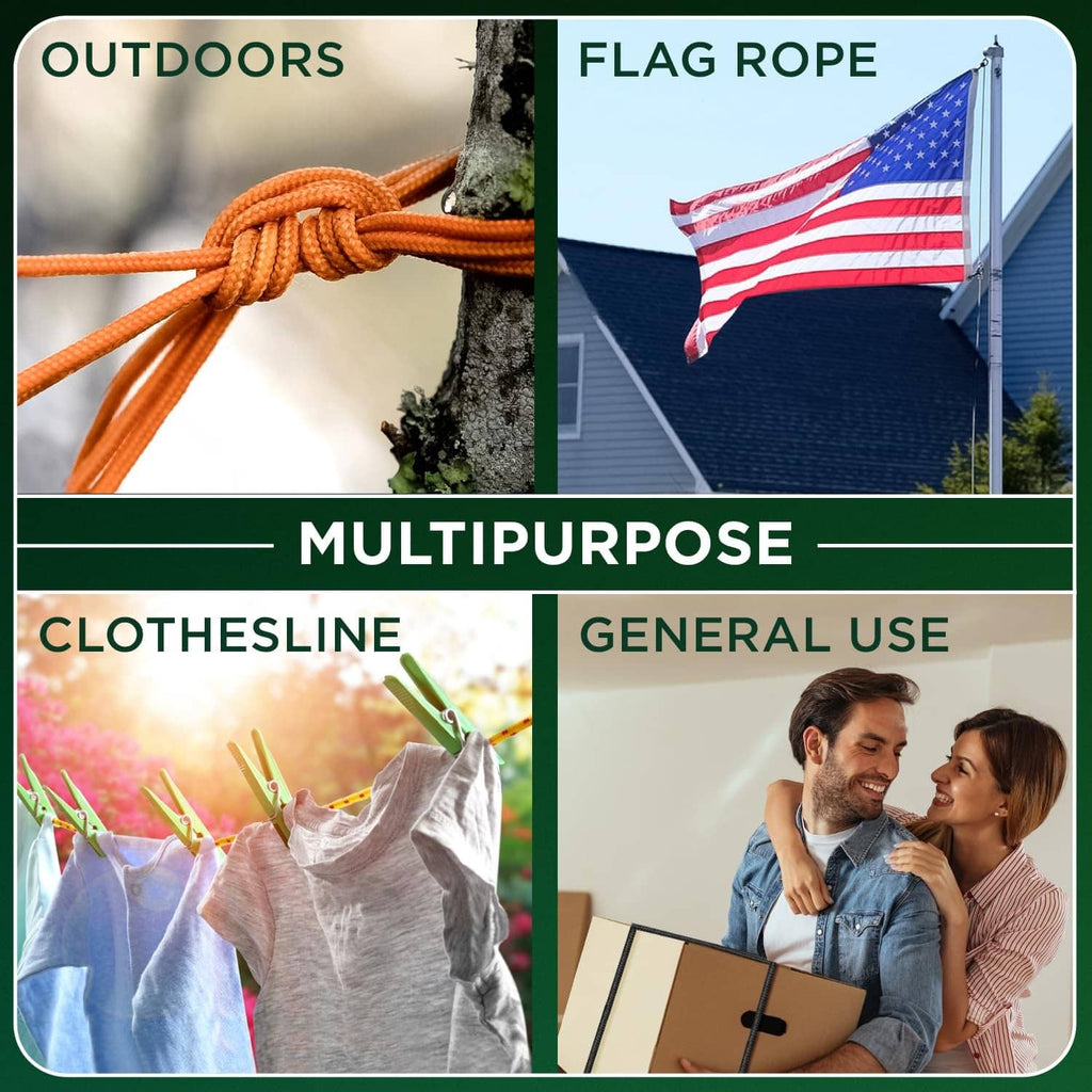 Black braided rope shown as flag and multipurpose utility rope