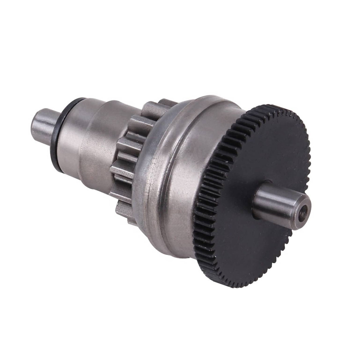 Starter clutch gear with black toothed disc and silver splined gear housing