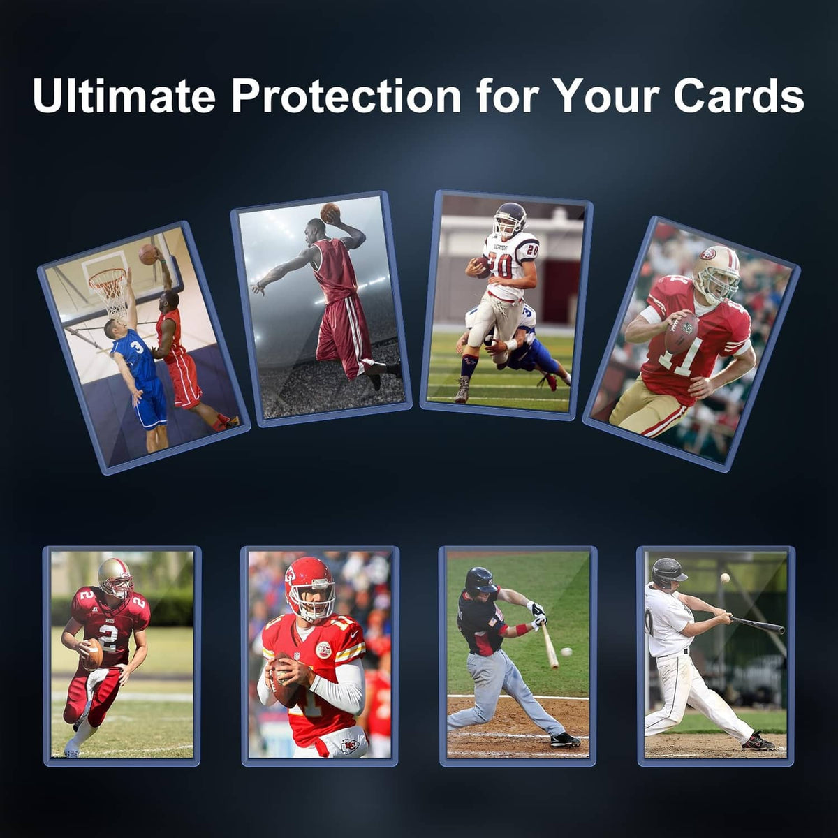 Sports cards in clear protective card sleeves for anti-scratch card storage