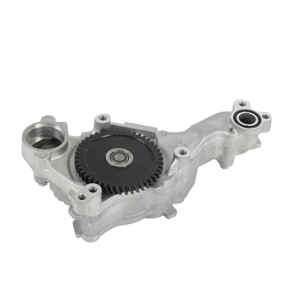 Oil pump assembly with spur gear and round port, cast aluminum housing