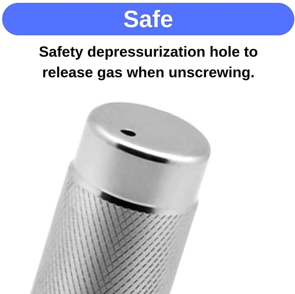 ICO aluminum charger holder top with safety depressurization hole