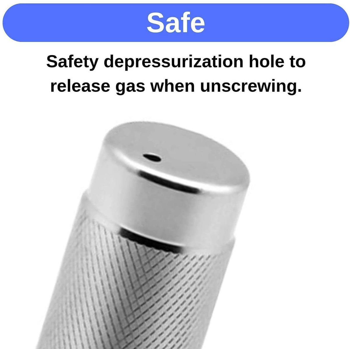 ICO aluminum charger holder top with safety depressurization hole