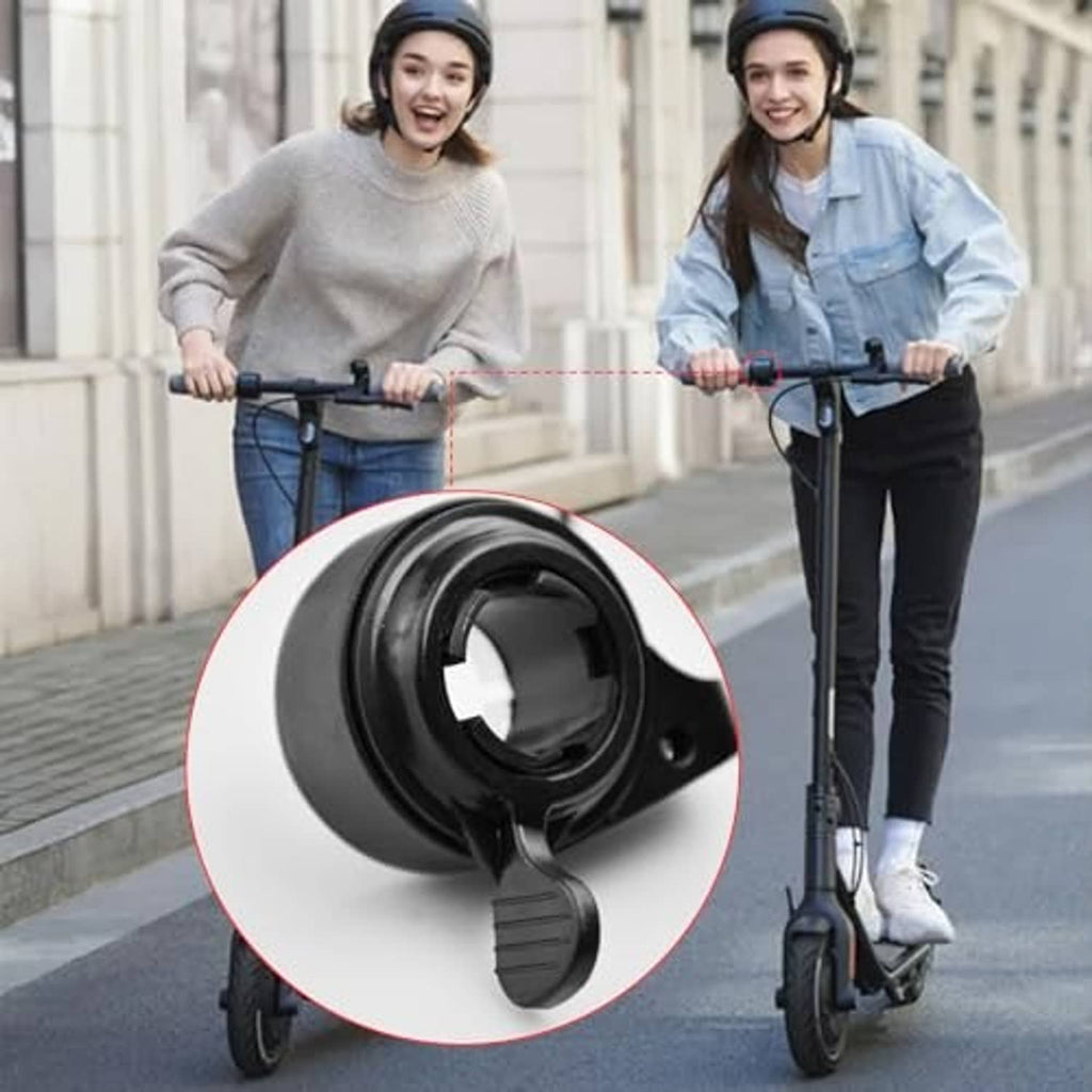 Black thumb throttle controller installed on scooter handlebar with cable wiring