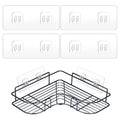 Set of four adhesive hook plates with metal clips for shower caddy mounting